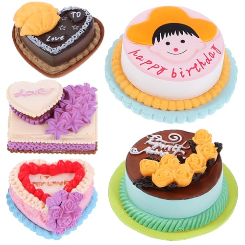 ifundom 5 Stück Mini Spielzeugkuchen Dessert Künstliche Kuchenmodelle Fotografische Requisiten Gefälschter Kuchen Miniatur Spielzeugmodell Kuchenverzierungen Mini Kuchenmodell von ifundom