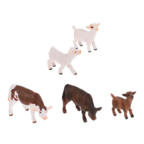 ifundom 5 Stück Simulierte Tiere Mini Das Tier Kinderspielzeug Tierfiguren Spielzeugtiere Jungtierfiguren Plastiktiere Jungtierstatue Schreibtisch Ornament Ochsenfigur von ifundom