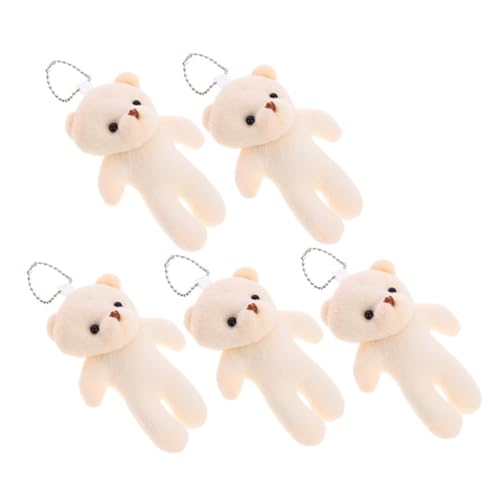 ifundom 5 Stück Teddybär-Puppe Geburtstagsgeschenk bär bär bastelset Plüschbär Dekoration geldbörse Brieftasche hängende Mini-Bärenfiguren kleine Bären PP Baumwolle Beige von ifundom