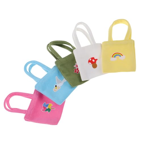 ifundom 5 Stück Teiliges Mini Canvas Tasche Bunte Schultertaschen für Puppen Puppenhaus Dekor Zubehör für Puppenkleidung von ifundom