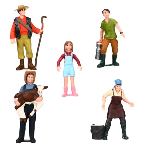 ifundom 5 Stück Teiliges Realistische Bauernhof Figuren aus Detailreich Bemalt Langlebig und Farbintensiv für Miniatur Layouts und Modelleisenbahnen Vielfältige Ländliche Szenen Gestalten von ifundom