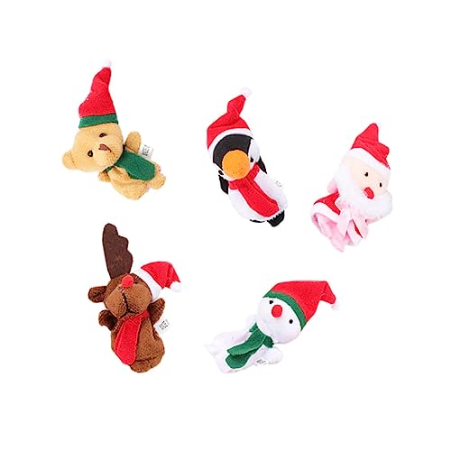 ifundom 5 Stück Weihnachts-Cartoon-Finger Puppen Xmas Decoration fingerpuppen-Set Weihnachtsfingerpuppen Rollenspielzeug Handpuppen für Fingerpuppen Puppe Cartoon-Fingerpuppe Plüsch von ifundom