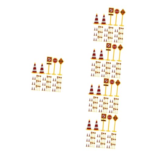 ifundom 50 Sätze Zeichendekoration Mini-Dekor Leitkegel Mini verkehrszeichen Spielzeug verkehrszeichen Kinder Spielzeuge Papierbecher Straßenschilder Mini-Verkehrsschilder Puzzle Modell von ifundom