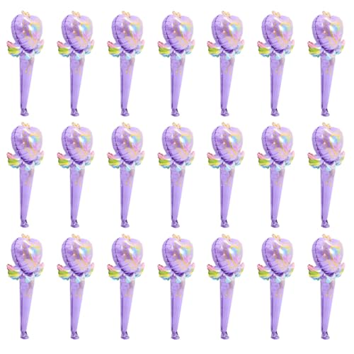 ifundom 50 Stück Aufblasbarer Feenstab Quaste runde Luftballons Blase raumdeko ballonstäbe für luftballons Ballongas Brautduschenballons Ballon für die Dekoration Aluminiumfolie Violett von ifundom