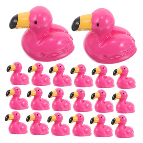 ifundom 50 Stück Flamingo Modell Minifiguren Mini Tierfiguren Mikro Tierfiguren Simulierte Tiermodelle Puppenhaustiere Flamingo Tierfigur Rosiges Harz von ifundom