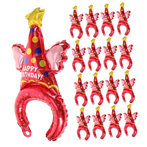ifundom 50 Stück Party-Ballonhut geburtstag kopfbedeckung Hand mit Luftballons partyhüte kindergeburtstags dekoration aufblasbare Partystirnbänder Stirnband zum Geburtstag rot von ifundom