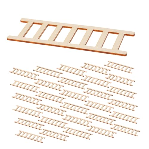 ifundom 50 Stück Teiliges Mini Holzleiter Realistische Miniatur Treppe aus Holz Stabile Puppenhaus Dekoration Vielseitig für Feengarten und Puppenhaus Landschaft Kompakte DIY Zubehör von ifundom