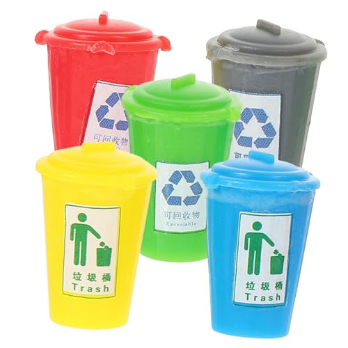 ifundom 5St Mini-Mülleimer Puppe Miniatur adventsgeschenke Kinder House Decoration mini Trash can scheibengardinen Spiel zum Sortieren von Müll Frühpädagogisches Spielzeug Abs von ifundom