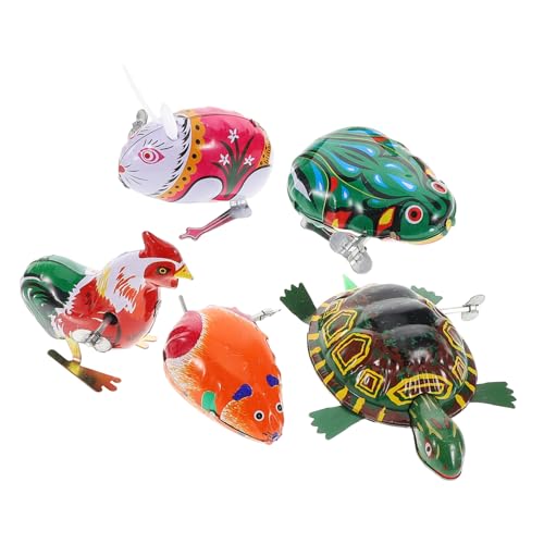 ifundom Aufziehspielzeug für Kinder 5 Stücke Cartoon Blechspielzeug Retro Wind Up Spielzeug für Party Klassenzimmer Belohnung Laufspielzeug mit Verschiedenen Tiermotiven von ifundom