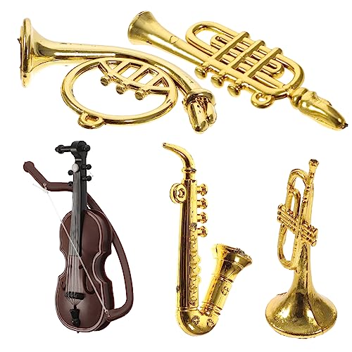ifundom 5st Mini-musikinstrumentenmodell 1:12 Musikinstrumentenmodell Musikalische Geschenke Miniatur-puppenhausmodell Miniatur-musikinstrumente Miniatur-Geige Saxophon Plastik Ob11 Flöte von ifundom