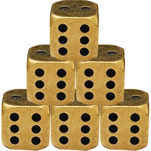 ifundom 6 -Seitig -Würfel Vintage Decor Vintage Decor 6Pcs -Spiel Spielen Würfel Requisiten Solid Messing Dices Exquisite Kleine Würfel Requisiten Für Festival Carnival Party Dekoration von ifundom