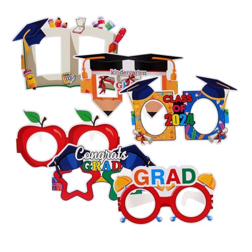 ifundom 6 Stück Abschlussfeier-Brille Kindergartenabschluss Graduationsparty Gefälligkeiten Verkaufsstand Gläser Partybrille Grad Foto Requisiten Interessante Foto -Requisiten Papier von ifundom