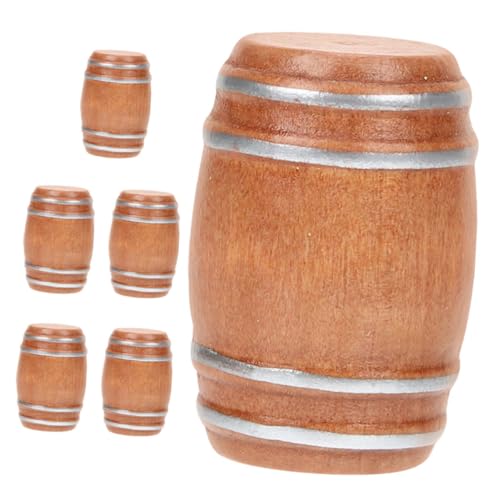 ifundom 6 Stück Barzubehör Miniatur Weinfass Figur Miniaturen Puppenhauszubehör Mini Whiskyfass Mini Bierfässer Modelle Miniatur Bierfässer Hellbraun Holz von ifundom
