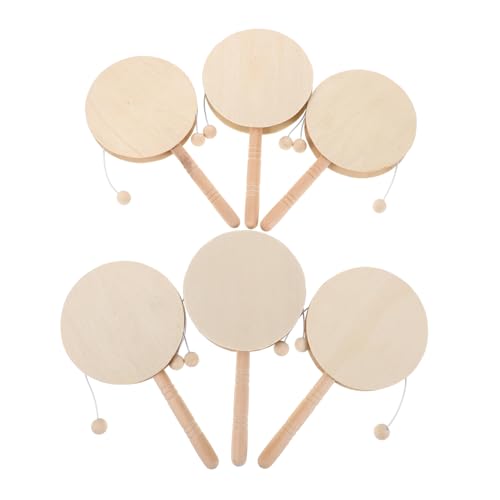 ifundom 6 Stück DIY Rasseltrommeln Für Blanko Schlagspielzeug Aus Holz – REGT Die Fantasie Und Künstlerischen Fähigkeiten An – Stellen Sie Ihre Eigene Rassel Für Her 18 cm X 85 cm von ifundom