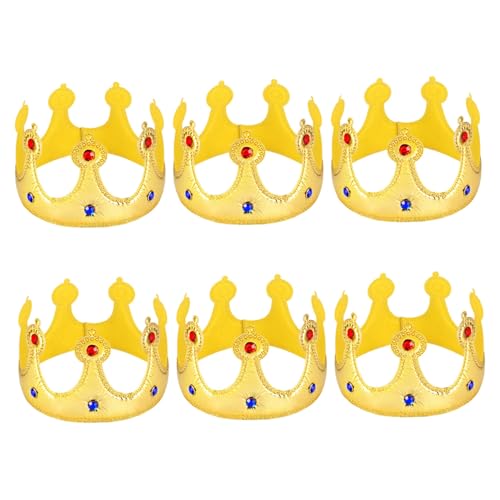 ifundom 6 Stück Geburtstagshut Jungen Party Krone Für Jungen Geburtstagsparty Krone Königskrone Für Cosplay Kostüm Zubehör Anziehkrone Kleine Königskrone Goldenes Tuch von ifundom