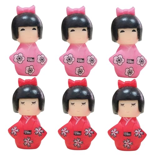 ifundom 6 Stück Kimono-Puppe Mini-landschaftsdekoration Japanische Puppenverzierung Desktop Japanische Puppe Traditionelle Kimonopuppe Wohnkultur Puppe Japanische Kimono-verzierung PVC von ifundom