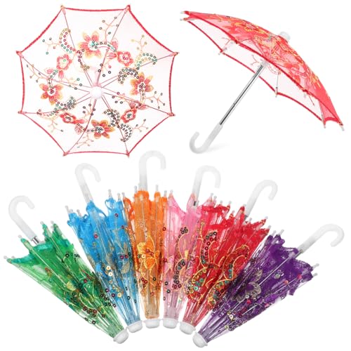 ifundom 6 Stück Mini Dekorative Regenschirm Valentinssträuße Puppenregenschirm Kleine Regenschirme Stütze Hochzeit Faltschirme Mittelstücke Festival Arrangement Handwerk Miniatur Spitze von ifundom