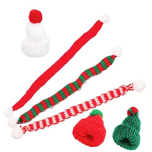 ifundom 6 Stück Mini-schneemannmütze Weihnachtsmütze Wollmütze Zur Dekoration Kappe Kopfbedeckung Minihüte Zum Basteln Mini-schals Weihnachtsstrickmützen Weihnachtsstrickmütze, Schal Garn von ifundom