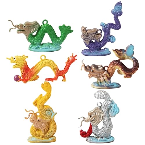 ifundom 6 Stück Miniatur Drachenfiguren Drachentier Ornament Jahr des Drachen Maskottchen Desktop Drachen Ornament Drachen Sammelfigur Mini Drachen Skulptur Schreibtisch von ifundom