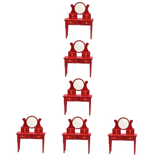 6 STK puppenhaus kommode Mini-Zubehör Puppenhaus-Miniatur-Ornament Möbel Schminktisch Zubehör für das Puppenhaus Puppenhaus-Dekor Farbe Mahagoni Modell Schublade Spielzeugzimmer von ifundom