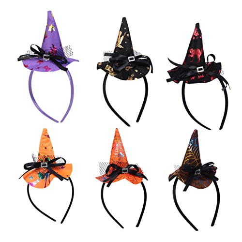 ifundom 6 Stück Teiliges Halloween Hexenhut Stirnband für Frauen Leichte Kopfbedeckung mit Spinnennetz Design Bequemes Halloween Kostüm Accessoire für Party und Karneval von ifundom