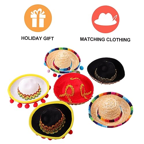 ifundom 6 Stück Teiliges Mini Mexikanische Sombrero Haarreifen Strohhut Stilvolle Festival Haaraccessoires für Damen Mexikanischer Volksstil Party Kostüm von ifundom