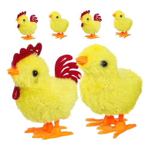 ifundom 6 Stück Teiliges Plüsch Hühnchen mit Aufziehmechanismus Springendes und Vibrierendes Huhn in Gelb Weiches Kuscheltier für Unterhaltsames Ostergeschenk und Dekoidee von ifundom