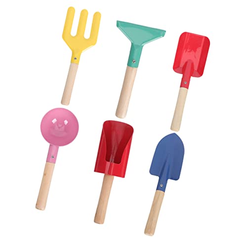 ifundom 6 Stück Teiliges Sandspielzeug Set für Leichte Metall Schaufeln mit Robustem Holzgriff für Strand Sandkasten und Gartenaktivitäten von ifundom
