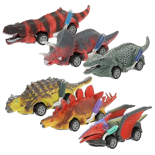 ifundom 6 Stücke Dinosaurier Ziehen Auto Zurück Dinosaurierspielzeug Dinosaurier Auto Dinosaurierspielzeug Jungenauto Fahrzeug Zurückschieben Kinderspielzeug Plastik von ifundom