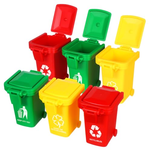 ifundom Müllsortierspiel-spielzeugset Für Jungen Und Mädchen 6-teilig Mini-mülleimerrad Früherziehungshilfe Sicherer Kunststoff von ifundom
