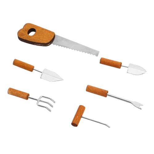 ifundom Realistisches Mini-landwirtschaftswerkzeug-Set 6-teilig Für Zimmerpflanzen Kleiner Gartenschaufel-rechen Für Puppenhausgärten von ifundom