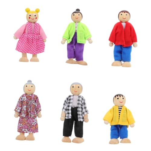 ifundom 6st Puppe Holzspielzeug Spielzeuge Weihnachtsdekoration Fantasievolles Spielspielzeug Weihnachten Holzdekor Mini-actionfiguren Glücklich Asien Textil- Hölzern von ifundom