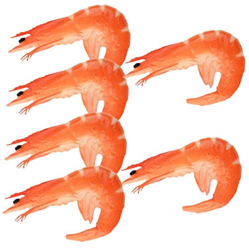 6st Simulierte Garnelen Realistische Gefälschte Garnelen Lebensechte Küchengarnelen Requisiten Für Lebensmittelmodelle Lebensmittelmodellspielzeug Kleiner Markt PVC Krabbe Fleisch von ifundom