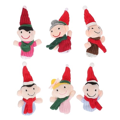 ifundom 6st Familie Handpuppe Plüsch Handpuppe Elf Fingerpuppen Puppen Zum Geschichtenerzählen Plüschhandschuh Weihnachtsfingerpuppen Fingerpuppen Schneemann Weiche Handpuppe Pp Baumwolle von ifundom