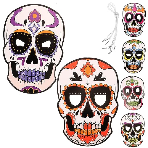 ifundom 6st Festival-papiermasken Gruselige Kopfmaske Karneval-masken Tag Der Toten Dekoration Karnevalsmaske Maskerade-masken Halloween-maskerade-partymaske Venezianische Kleidung Bilden von ifundom