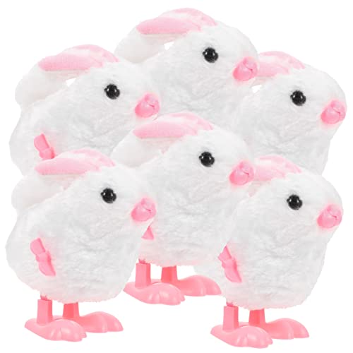 ifundom 6st Hasenspielzeug Zum Aufziehen Mini-hase Kaninchen Ostern Hängen Uhrwerk des Kleinen Hasen Ostereiendekoration Ausgestopftes Schlüsselband Küken Plüsch Weiß von ifundom