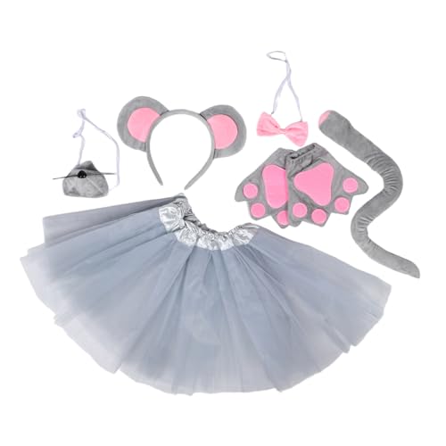 ifundom 7 Teiliges Kostüm Set Mausohren Stirnband Und Tutu Rock Nase Fliege Handschuhe Tierkostüm Für Für Halloween Geburtstagsfeiern Schulveranstaltungen von ifundom