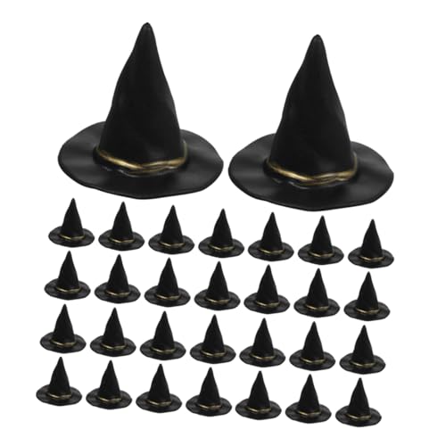 ifundom 72 Stück Miniatur Hexenhüte für Bastelarbeiten Handgefertigte Schwarze Kunststoff Hexenhüte Winzige Partyhüte für Puppenhäuser Halloween DIY Dekorationen Langlebige Hexen von ifundom