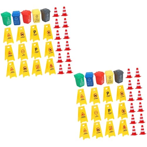 ifundom 74 STK kognitives Spielzeug unterrichten Kinderspielzeug Straßenschild Spielzeug verkehrserziehung verkehrsschilder Spielzeuge Verkehrskegel Verkehrsabsperrzaun Miniatur das Schild von ifundom