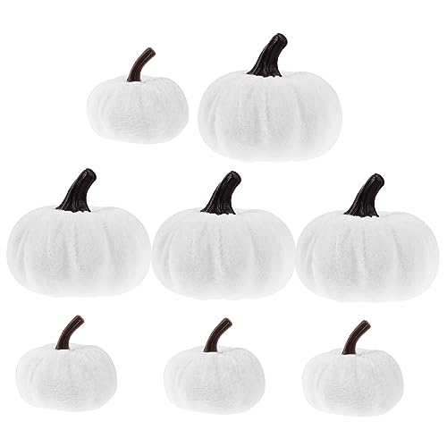 ifundom 8 Stück Halloween-kürbisdekoration Kürbisse Kürbis Im Freien Künstliche Kürbisdekoration Fälschung Kürbiskerne Kürbis Geschmack Kürbis Lampe Gefälschter Kürbis Weiß Stoff von ifundom