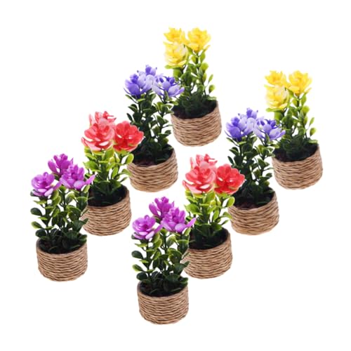 ifundom 8 Stück Miniatur Pflanzen Mini Gefälschte Topfpflanzen Miniatur Garten Dekor für Puppenhäuser DIY Basteln Kompakte Grünpflanzen Ornamente für Kleine Räume von ifundom