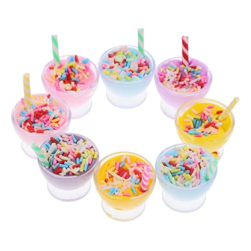 ifundom 8 Stück Puppenhaus-Eisbecher Miniatur-Lebensmittelspielzeug Vorgetäuschtes Essen Für Das Puppenhaus Küchenzubehör Mini-Kochlebensmittelspielzeug Für Kinder Künstliches von ifundom