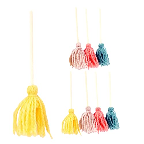 ifundom 8 Stück Puppenhausbesen faschingsdekoration karnevalsdekoration Mops Fasching Dekoration fastnachtsdekoration Kinderspielzeug Mini-Mop-Modelle Mop-Ornamente Holz von ifundom