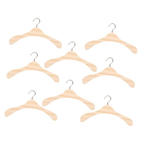 ifundom 8 Stück Teiliges Mini Holzpuppenbügel Stabile Elegante Kleiderbügel für Puppenkleider Mantelhalter und Miniatur-garderoben für Bjd Puppen und Dollhouse Dekor von ifundom