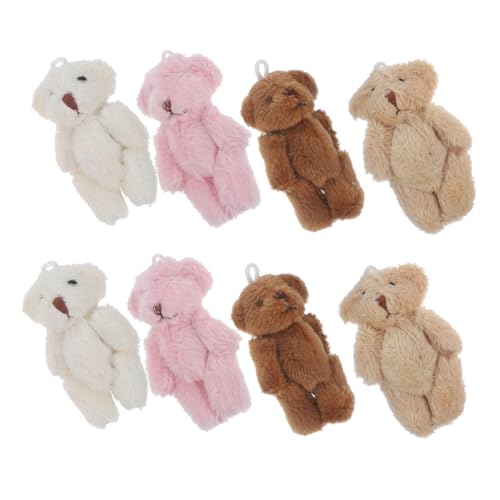 ifundom 8 Stück Teiliges Mini Plüschbär Weiche Stofftiere mit Schlüsselanhänger Rosa Weiß Braun Hellbraun für Shower Partydeko und DIY Ornamente von ifundom