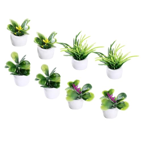 ifundom 8 Stück Teiliges Miniatur Bonsai Pflanzen Kleine Dekorative Topfpflanzen aus Resin Lebensechte Miniaturpflanzen für Puppenhaus und Miniaturdeko Farbenfroh Leicht und Langlebig von ifundom