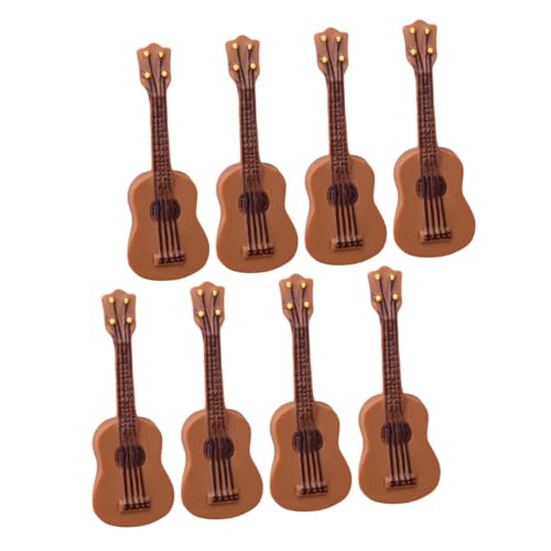 ifundom 8 Stück Teiliges Miniatur Gitarrenmodell aus Langlebigem Harz Realistisch Gestaltete Mini Dekoration für Puppenhaus Kompakt Detailgetreu als Musikalisches Accessoire und von ifundom