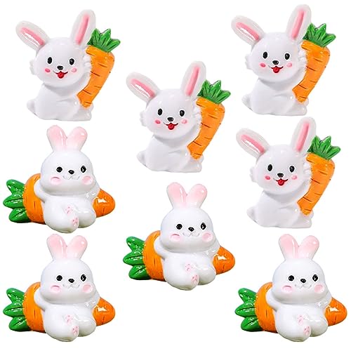 ifundom Gartendeko Miniatur Kleine Tierfiguren 8st Mikro-landschaftskaninchen Kleintiermodell Mini- Mini- Tischminiaturen Miniaturfiguren Landschaft Hasenfigur Bauernhof Mikrolandschaftsornament Harz von ifundom