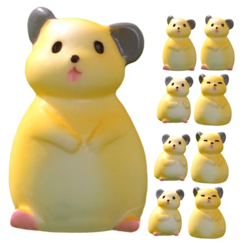 ifundom 9 Stück Mikrolandschafts-Pika Miniatur winzig Hamster Mini-Rattenfigur Gartendekor drinnen tierfiguren tooniesfiguren Terrariumdekoration Mini-Ratten- Pflanzgefäße Harz Yellow von ifundom