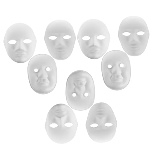 ifundom 9 Stück Teiliges DIY Gesichtsmasken aus Weißem Papierpulp Unbemalt und Bemalbar Umweltfreundliche Masken für Herren Damen und Peking Oper Cosplay Masquerade Party Dekoration von ifundom